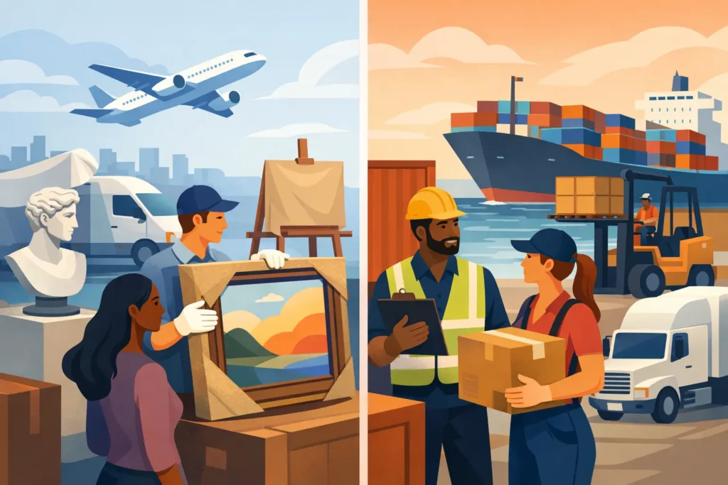 Fine Art Shipping vs Freight: What Changes?