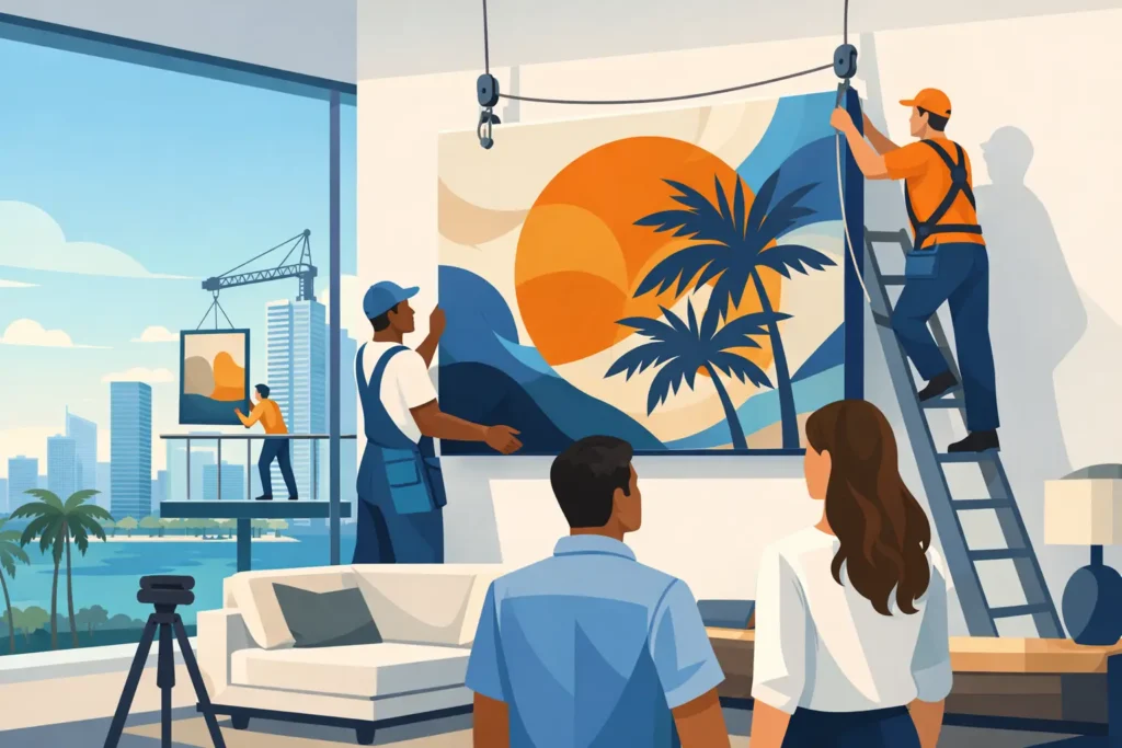 Installing Large Art in Miami High-Rise Condos